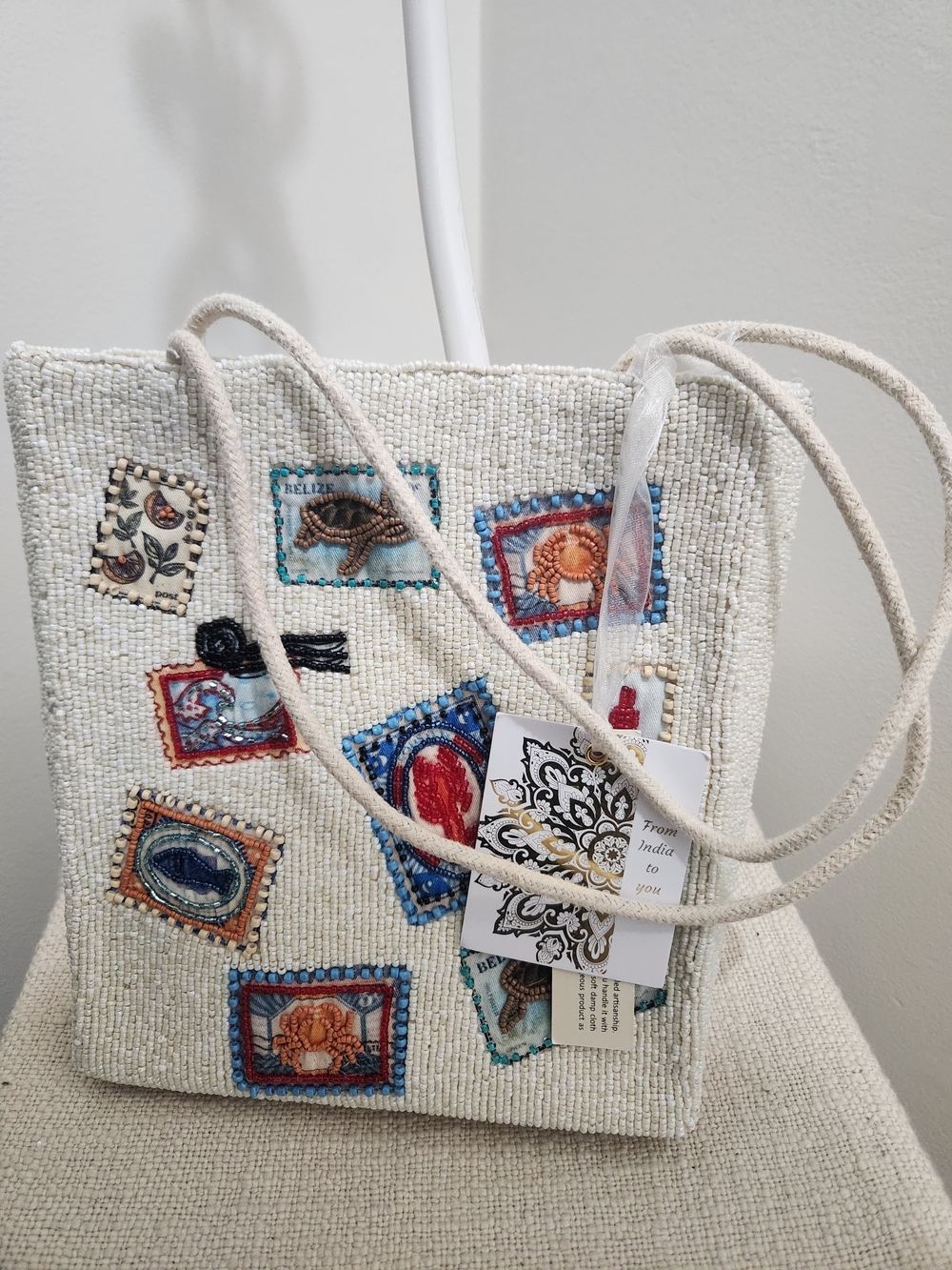 Embellished Cream Beaded Shoulder Bag! - Picture 6 of 8